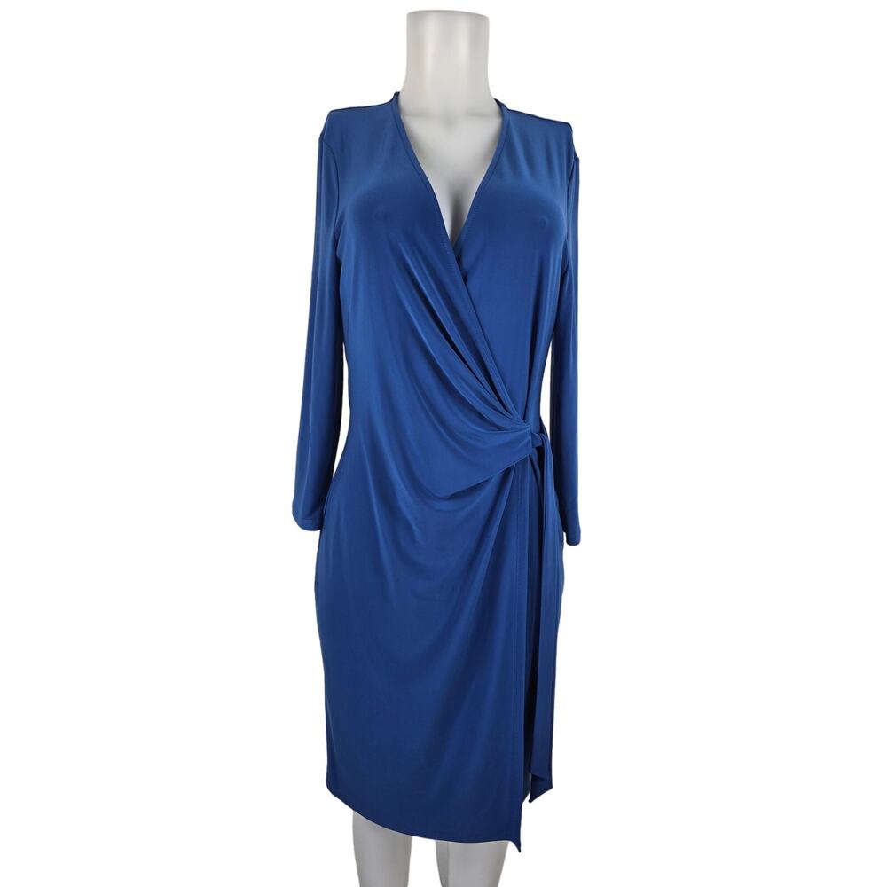 Anne Klein Stunning NWT Faux Wrap Color Bluebell Women's Dress 10